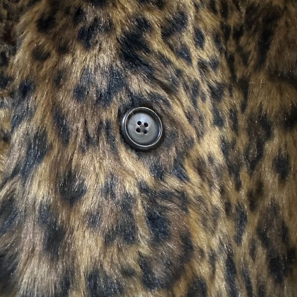 J.Crew Faux Fur Leopard Animal Print 4 Button Pea Coat - Picture 5 of 8